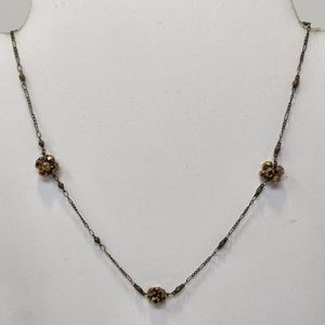 Dayne Duvall Brass Chain Rhinestone Cluster Necklace Choker Hook Closure Artisan